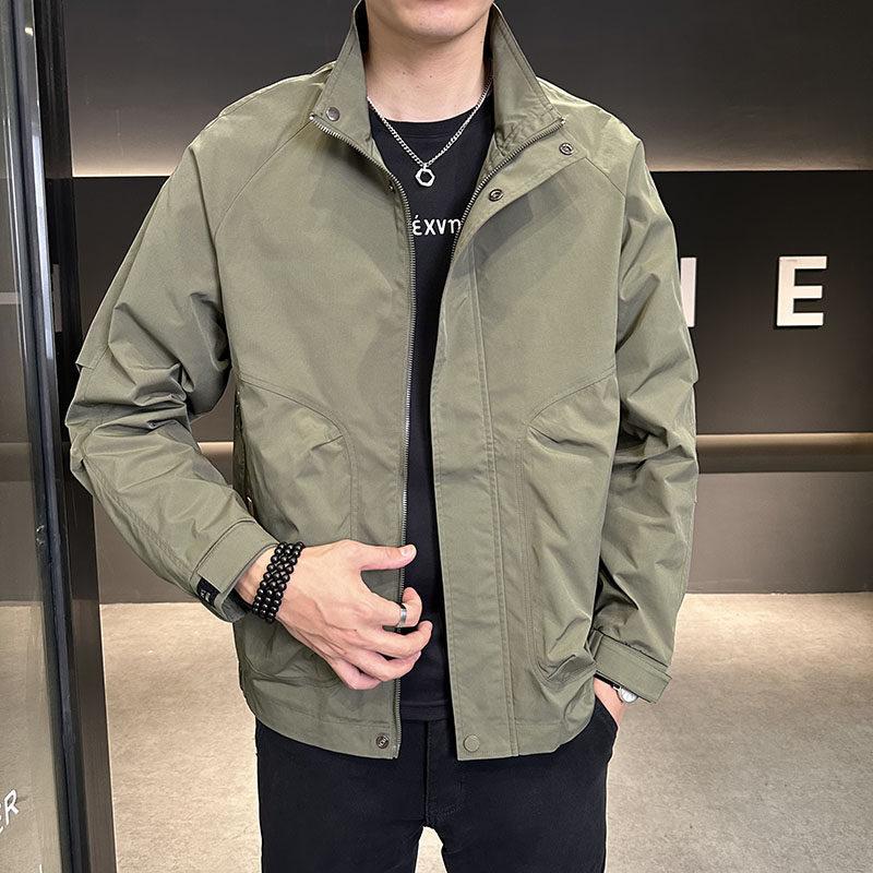 Spring And Autumn New Men'S Casual Jacket Top Jacket Korean Edition Trend Youth Hong Kong Style Handsome Tooling Tide