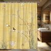 1pc Japanese Ukiyo-e Birds and Blossoms Shower Curtain - Ethereal Tranquil Scene with Small Birds and Flowering Branches, Poly