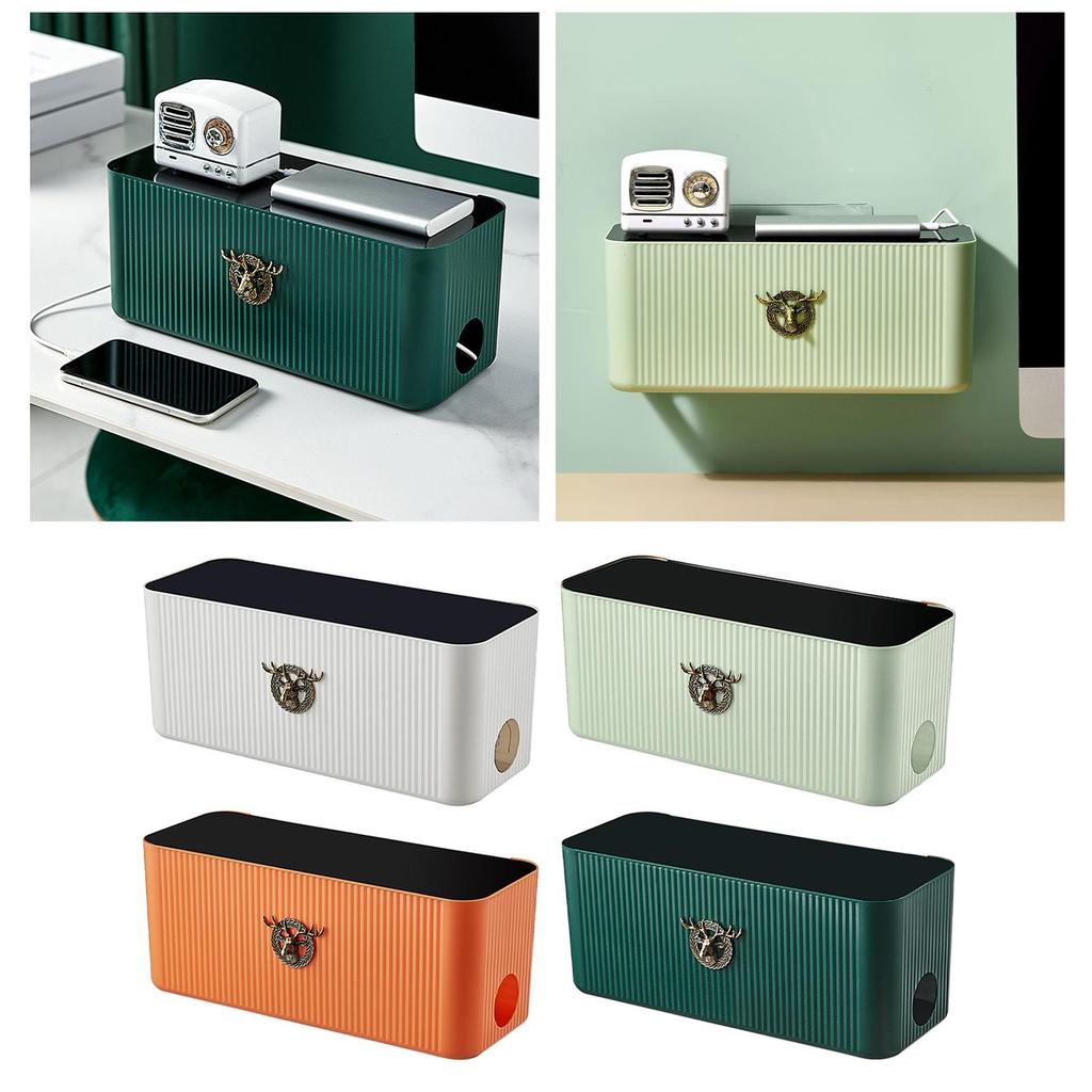 Cable Management Box Storage Cord Organizer Wires Keeper Protector Deer Decorative for Electrical