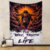 "The Way, Truth & Life Jesus Artwork Patterned Tapestry for Bedroom and Living Room Home Decor"