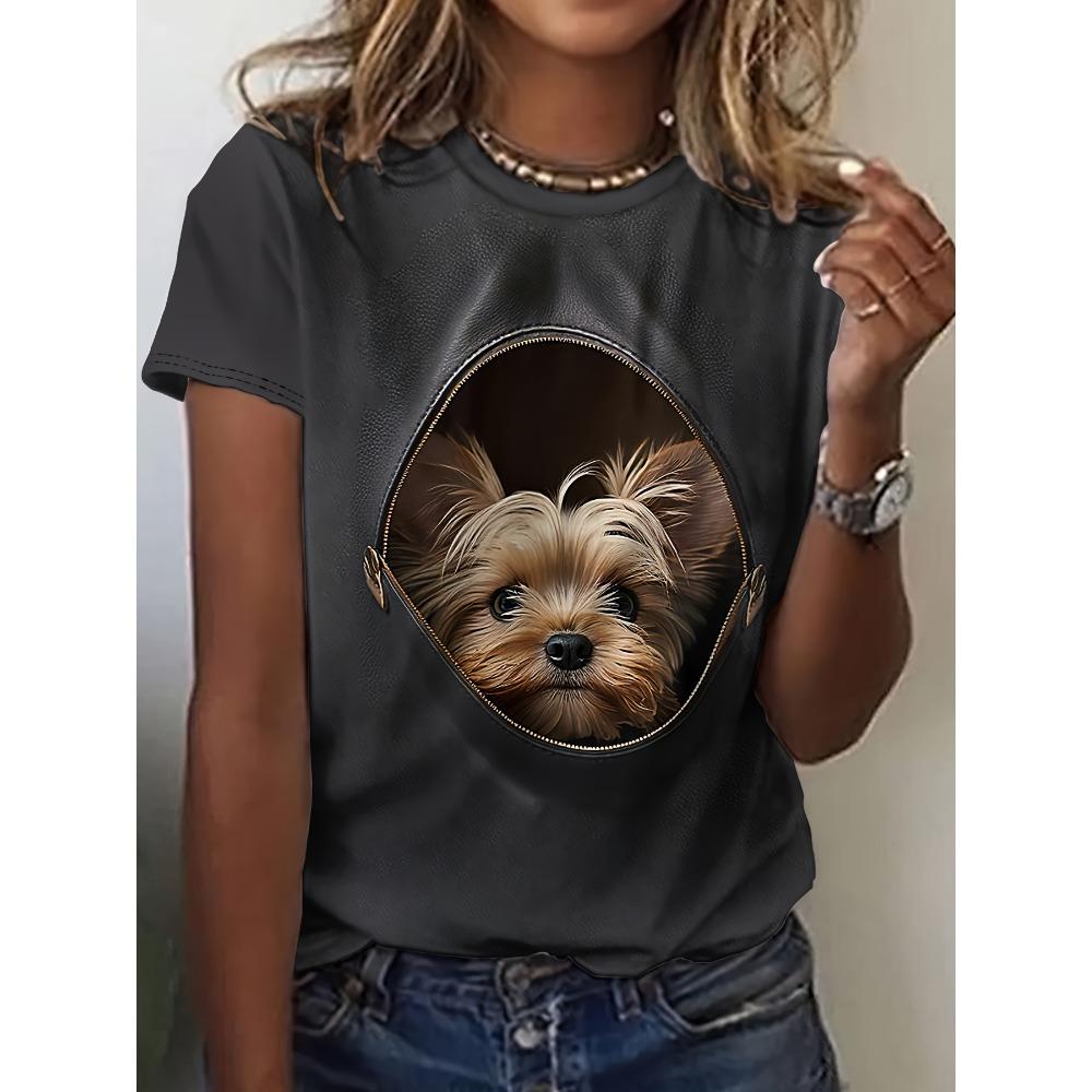 Cartoon animals funny women's T-shirt cartoon characters cute 3d printing T-shirt casual short-sleeved top
