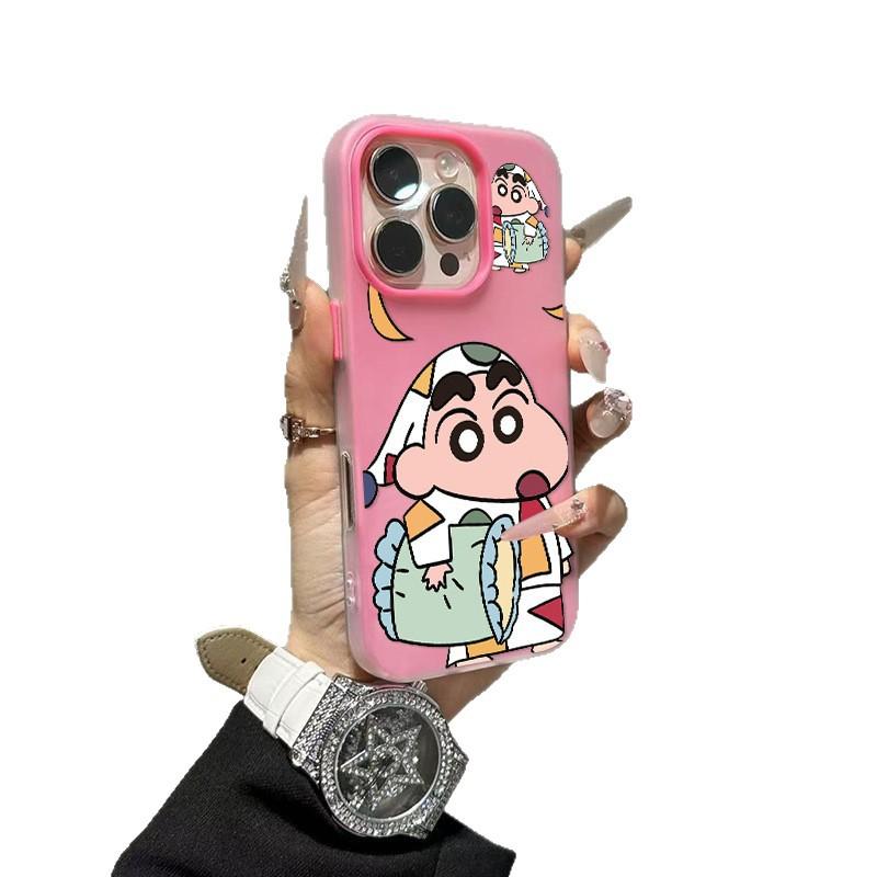 Jelly Zwei-in-Eins Handyhülle Hohl für Apple Handyhülle Silikon Ultradünn für Apple 13pro Kreativ Crayon Shin-chan