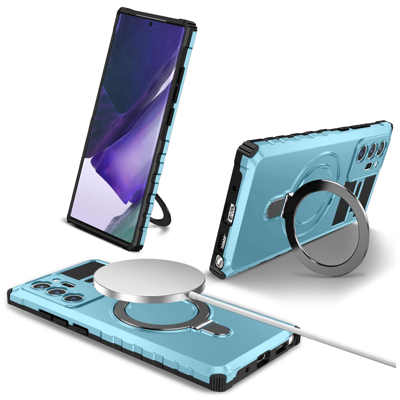 

For Samsung Galaxy Note20 Ultra/Note20 Ultra 5G Case PC+TPU Kickstand Magnetic Phone Cover Sky Blue