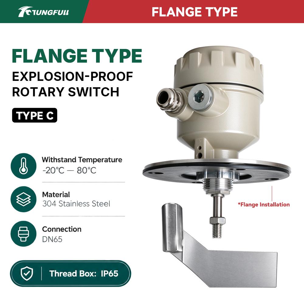 Rotating Material Level Sensor Rotary Paddle Level Switch 304 Stainless Steel Blade for Silo Bin Powder Granule Monitoring