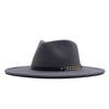 European and American Big-brimmed Jazz Hat, Autumn and Winter Men's and Women's British Woolen Hat, Convex Top Felt Top Hat