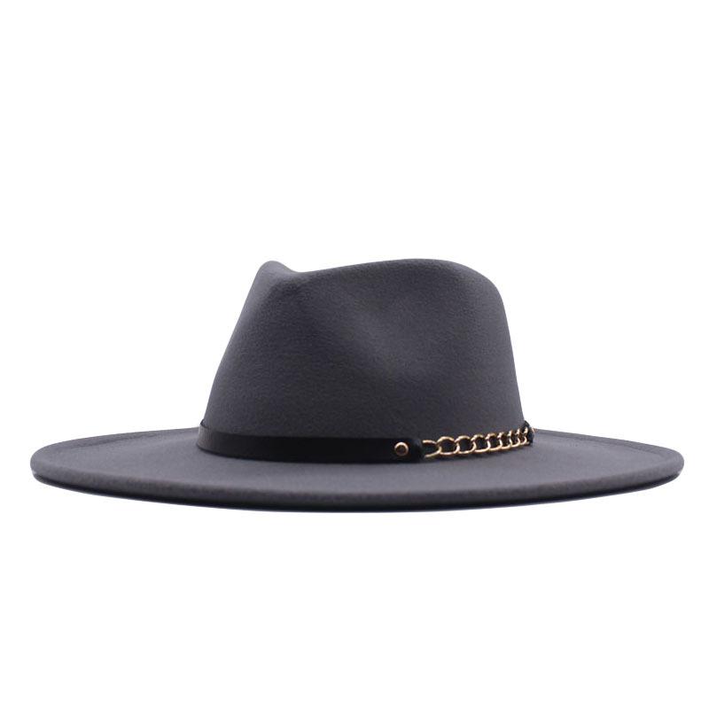 European and American Big-brimmed Jazz Hat, Autumn and Winter Men's and Women's British Woolen Hat, Convex Top Felt Top Hat