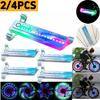 2/4pcs Bicycle Wheel Light Bike Spoke Light 32 RGB LED Spoke Lights 32 Different Patterns Double-Sided Color Warning Light