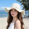 New Scenic Beach Hat Large Brim Sun Protection Lafite Straw Hat Shell Ocean Wind Women's Sun Hat Summer