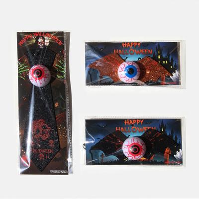 Kreative Halloween Leuchtendes Augapfel Krawatte für Kinder und Erwachsene, Maskenball Kostüm, Goldpuder Fledermaus Fliege Requisite