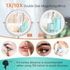 Rechargeable Wall Mounted Lighted Makeup Vanity Mirror 8 Inch Double Sided 1X 10X Magnifying Bathroom Mirror 3 Color Lighting T