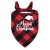 My First Christmas Print Dog Bandanas Large Pet Scarf Pet Bandana for Dog Plaid Bow Ties Collar Cats Dogs Xmas Scarf Accessories