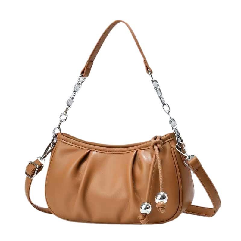 The New Portable Pleated Dumpling Bag Female Fashion All Simple Shoulder Bag Korean Version of The Trend Casual Crossbody Bag
