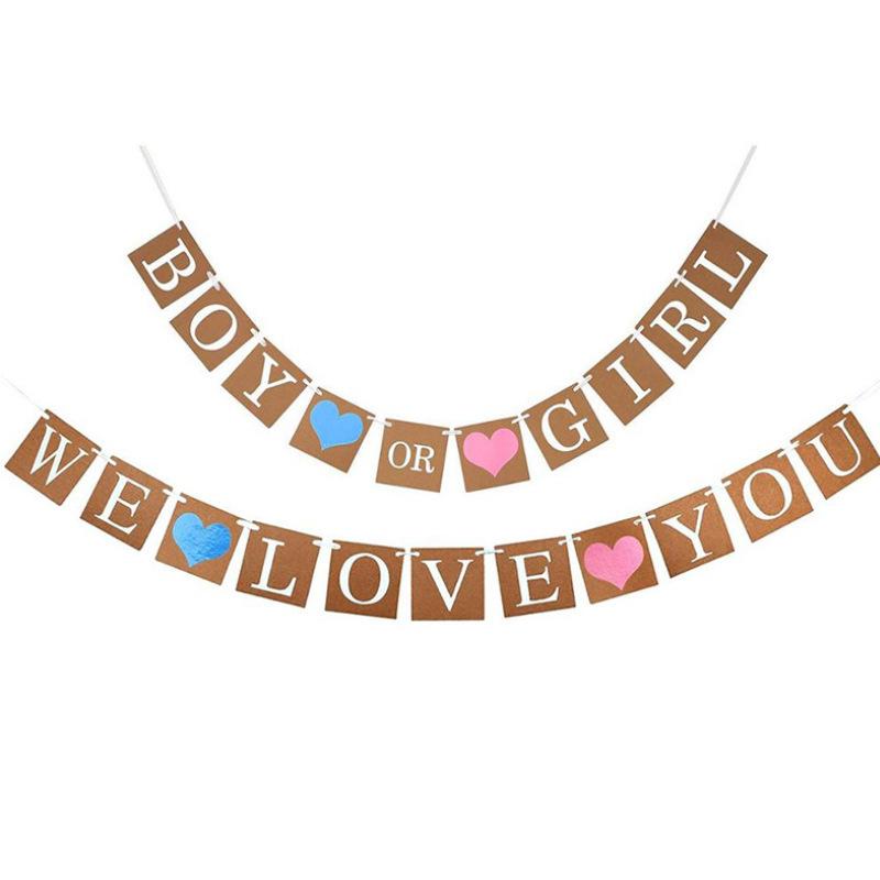 Gender Reveal Party Supplies Photo Props Blue Pink Balloon Flag Banner Balloon 