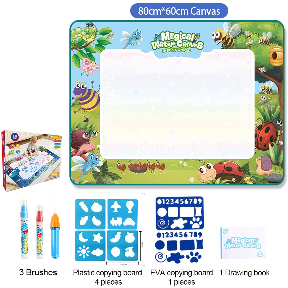 60x80CM Magic Water Drawing Mat Coloring Doodle With Reusable Magic Pens Montessori Painting Board Educational Toys Kids Gifts