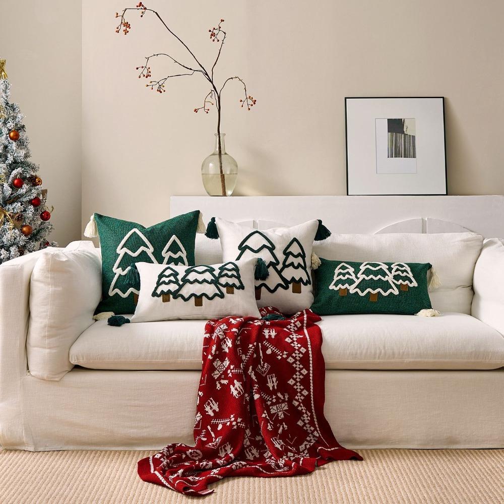 Xmas Trees Pattern Christmas Pillow Covers Sofa Couch Home Textile Pillow Cases Gifts Christmas Supplies Cushion Covers Home