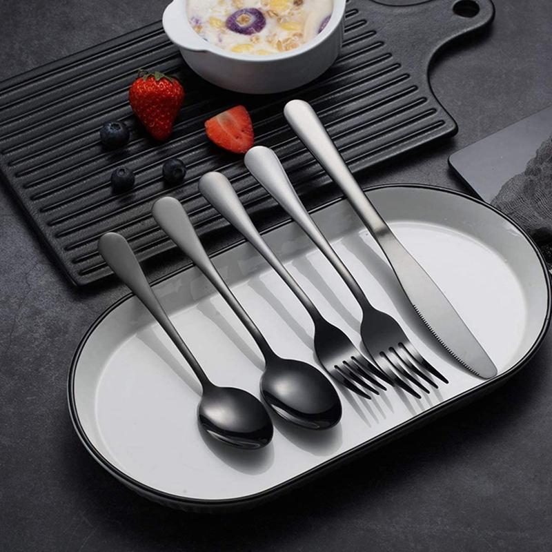 5 Pieces Tableware Sets Stainless Steel Cutlery Spoon Fork Knife Set Gold Cutlery Rainbow Dinnerware Set