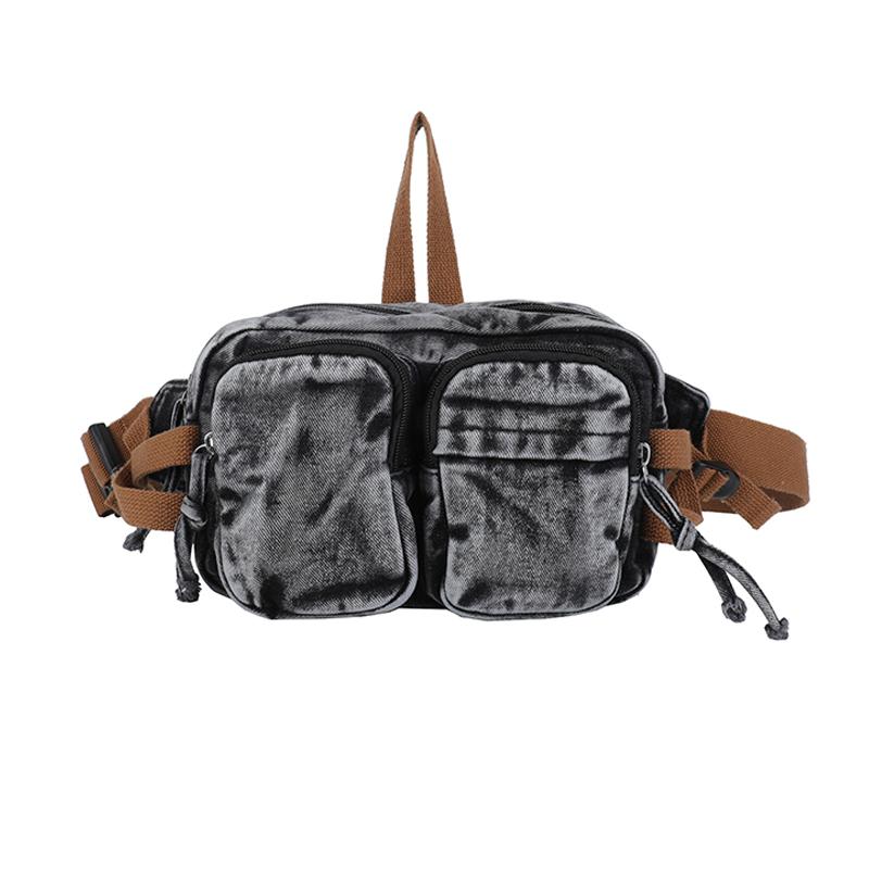 

Сумка кроссбоди женская сумка для мобильного телефона двойной карман джинсовая сумка через плечо чёрный