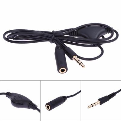 Kabel przedłużający słuchawkowy audio 3,5 mm męski na żeński z regulacją głośności
