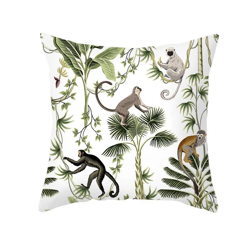 Tropical Rainforest Plant and Animal Print Pillowcases Sofa Cushion Covers Bedroom Children's Room Home Decoration
