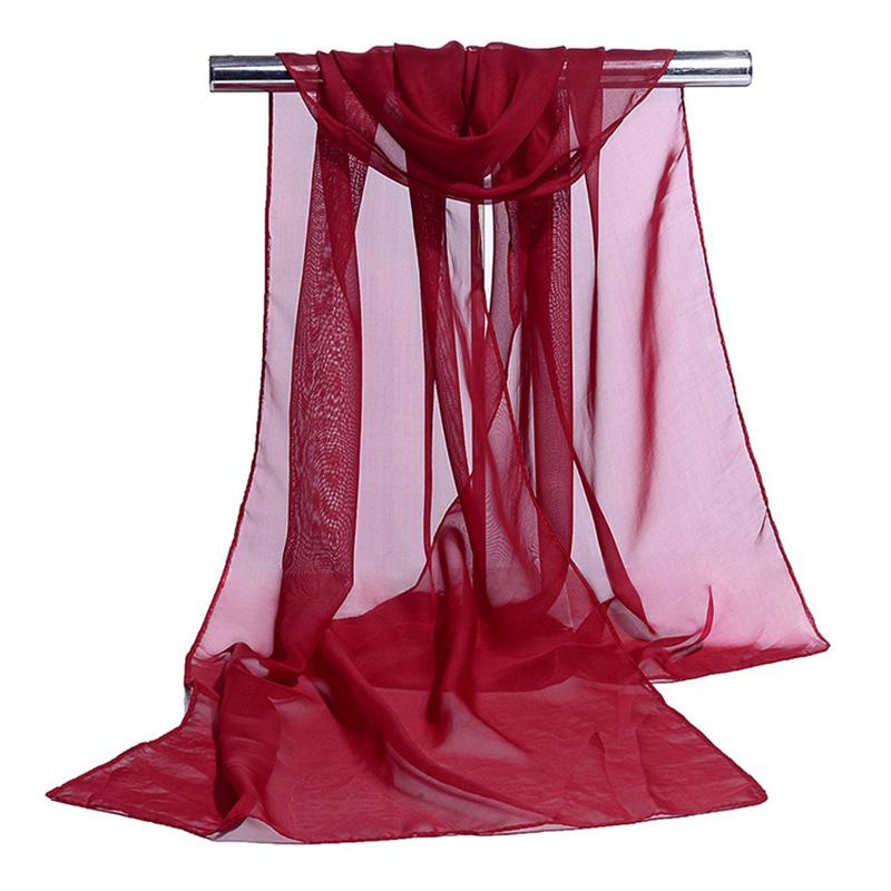 Koreanisches Damen Hochzeits-Abendparty-Kleid Schal Einfarbige Transparente Chiffon-Seiden-Schal Sommer Strandtuch Sonnenschutz-Schal R22