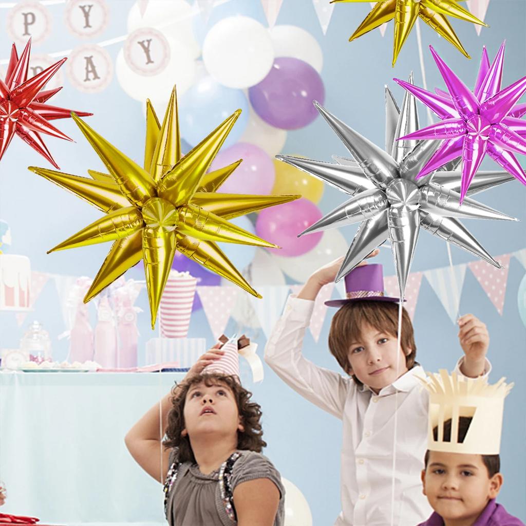 8pcs Exploding Star Balloons, Pointed Star Foil Balloons, Mylar Balloons, Birthday Party, Christmas Decorations