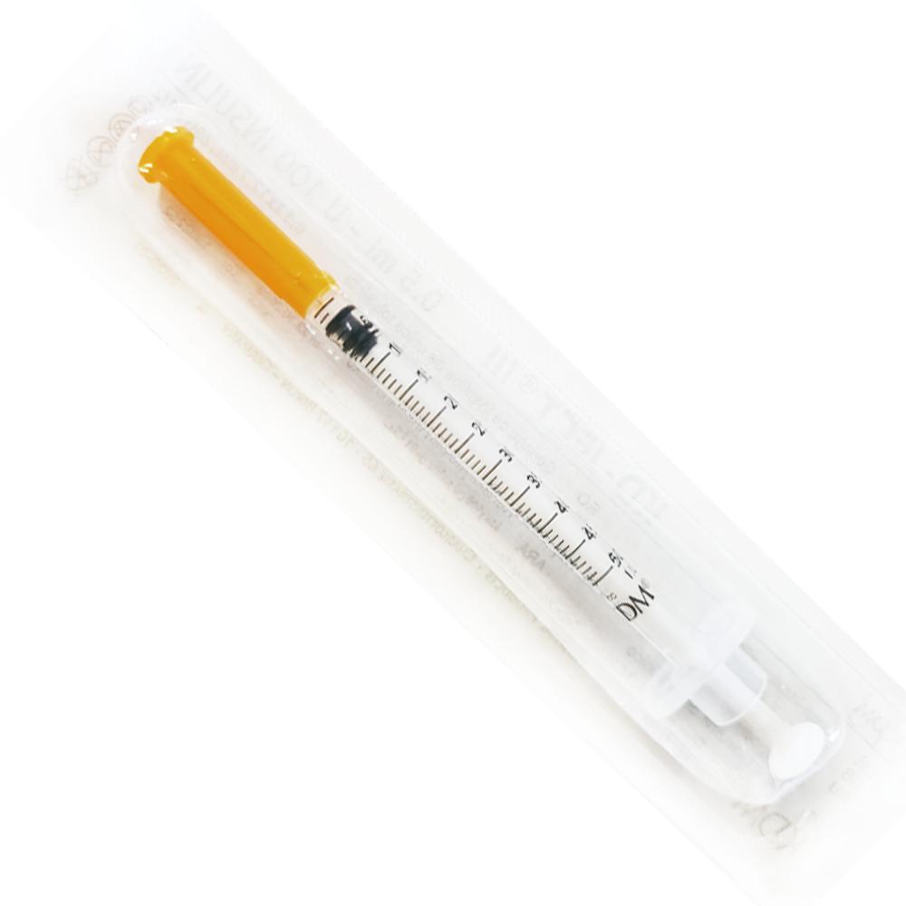 Insulin Syringe With Fused Needle 0.5Ml U-100 G29 (0.33X12.7) Kd-Ject Iii 100 Pcs