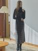 Avang Tartan Check Shirring Dress - Brown