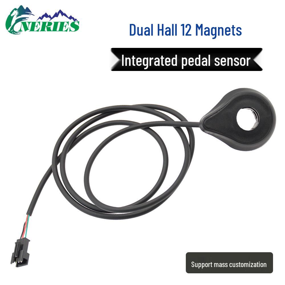 12-Magnet Dual Hall Pedal Assist Sensor for Mountain Bikes - Left-Mounted Speed Sensor