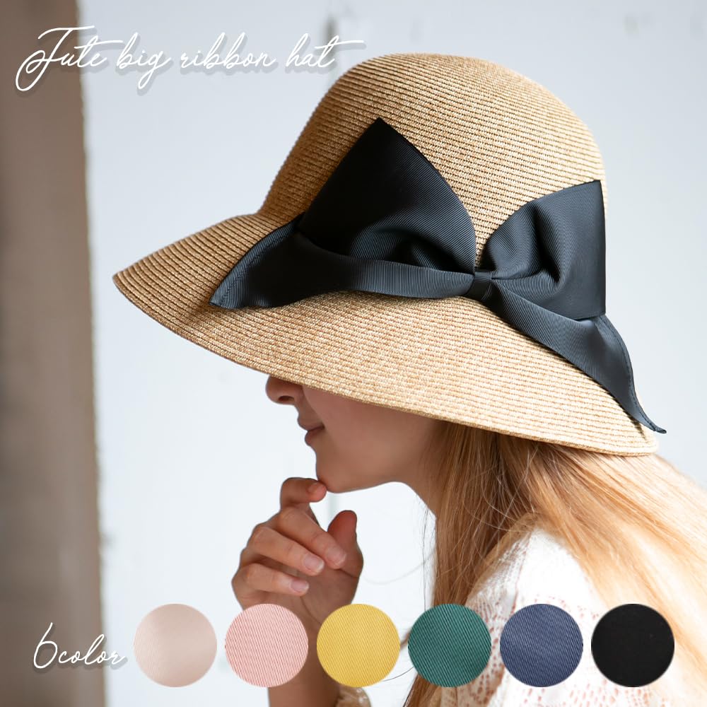 [14+ ICHIYON PLUS] Hat for Women, Paper Braid Hat, Sailor Hat, Sun Protection, Spring, Summer, Adjustable Size, UV Protection, Stylish, Cute,