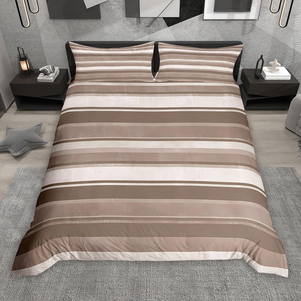 Homewish Geometryczna Pasiasta Poszewka na Kołdrę Zestaw 2szt/3szt, Nowoczesny Minimalistyczny Komplet Pościeli