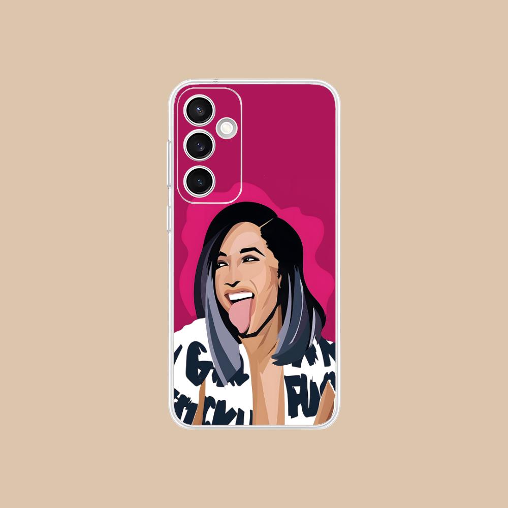 Cardi B Clear Mobile Phone Case for Samsung Galaxy S25 S24 S23 S22 S21Plus FE Ultra Colorful Cover