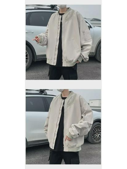 Męska modna kurtka pilotka w stylu amerykańskim high street - Wszechstronna, Przystojna, Codzienna, w stylu baseballowym oversize.