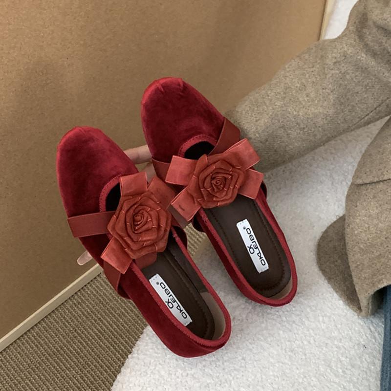 

Fashion Bailamos 2025 Autumn New Women Flat Shoes Ladies Casual Mary Jane Shoes Ballet Flats Soft Dress Single Shoes Mujer 39 красный