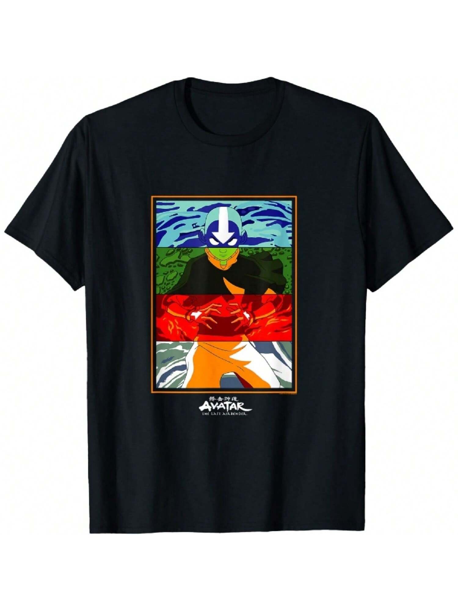 Aang Split Elements Portrait Color Splash Glowing T-Shirt S разноцветный