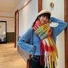 Rainbow Scarf Female Winter Shawl Couple Colorful Plaid Warm and Thickened Ins Fashion Cute Girl Student Versatile