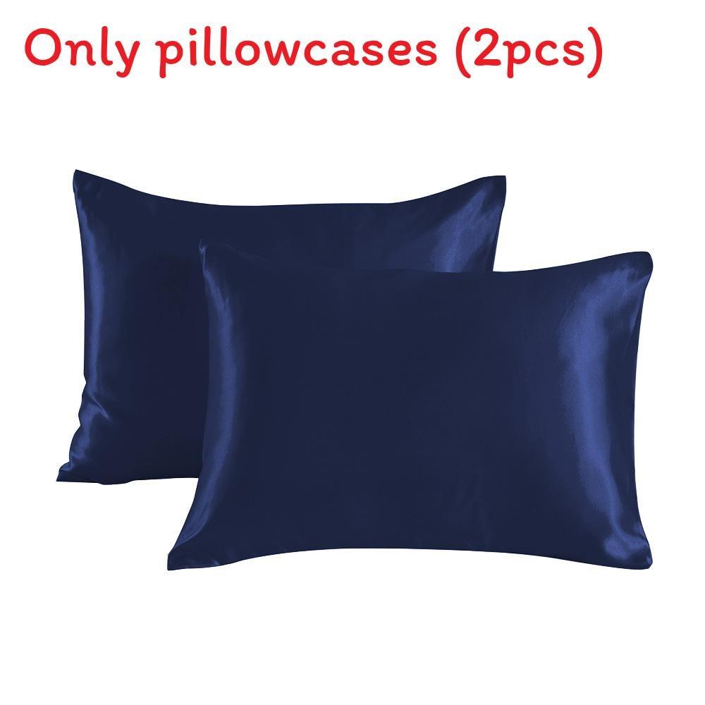 2pcs Soft Smooth Solid Color Double Sided Design Pillowcase With Hidden Zipper