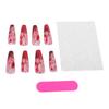 24Pcs False Nails Red Black Smudging Reusable Artificial Nail Extension Tips for Holiday Dance Party    