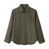 Womens Oversized Plaid Shirt Jacket With Shoulder Pads Long Sleeve Button Front Blouse Casual Office Wear