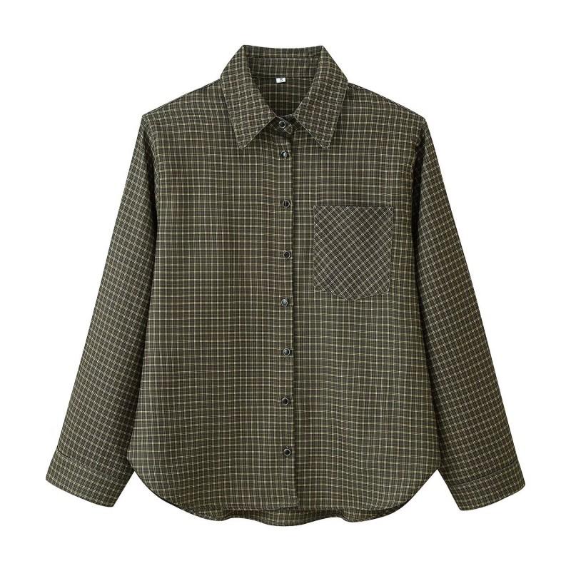 Womens Oversized Plaid Shirt Jacket With