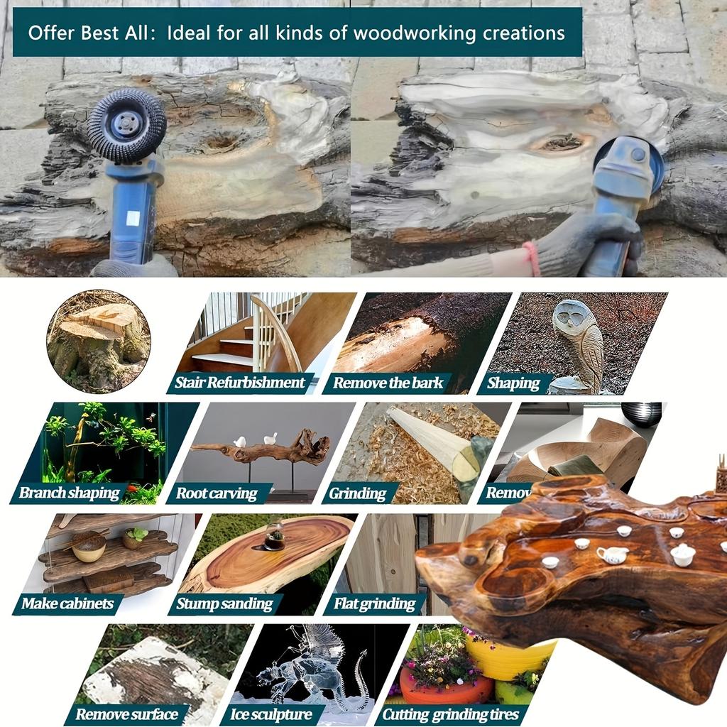 Quick-Shape Wood Grinder Wheel: Transform, Carve & Sand Effortlessly with Your Angle Grinder - Durable, Precision Tool for Woodw