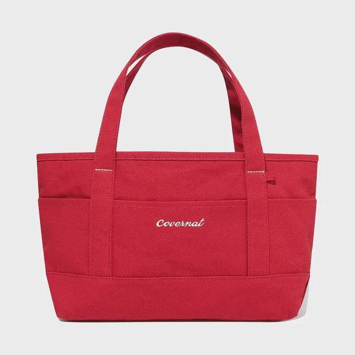 Clover Heart Mini Canvas Tote Bag Red