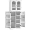 High Kitchen Sideboard, Acrylic Display Cabinet, 4 Doors, 10 Compartments, 60 x 40 x 162 cm, White