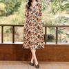 Elegant Women's Summer Dress Plus Size Half Sleeve Vintage Print Long Dresses Female Summer Clothes