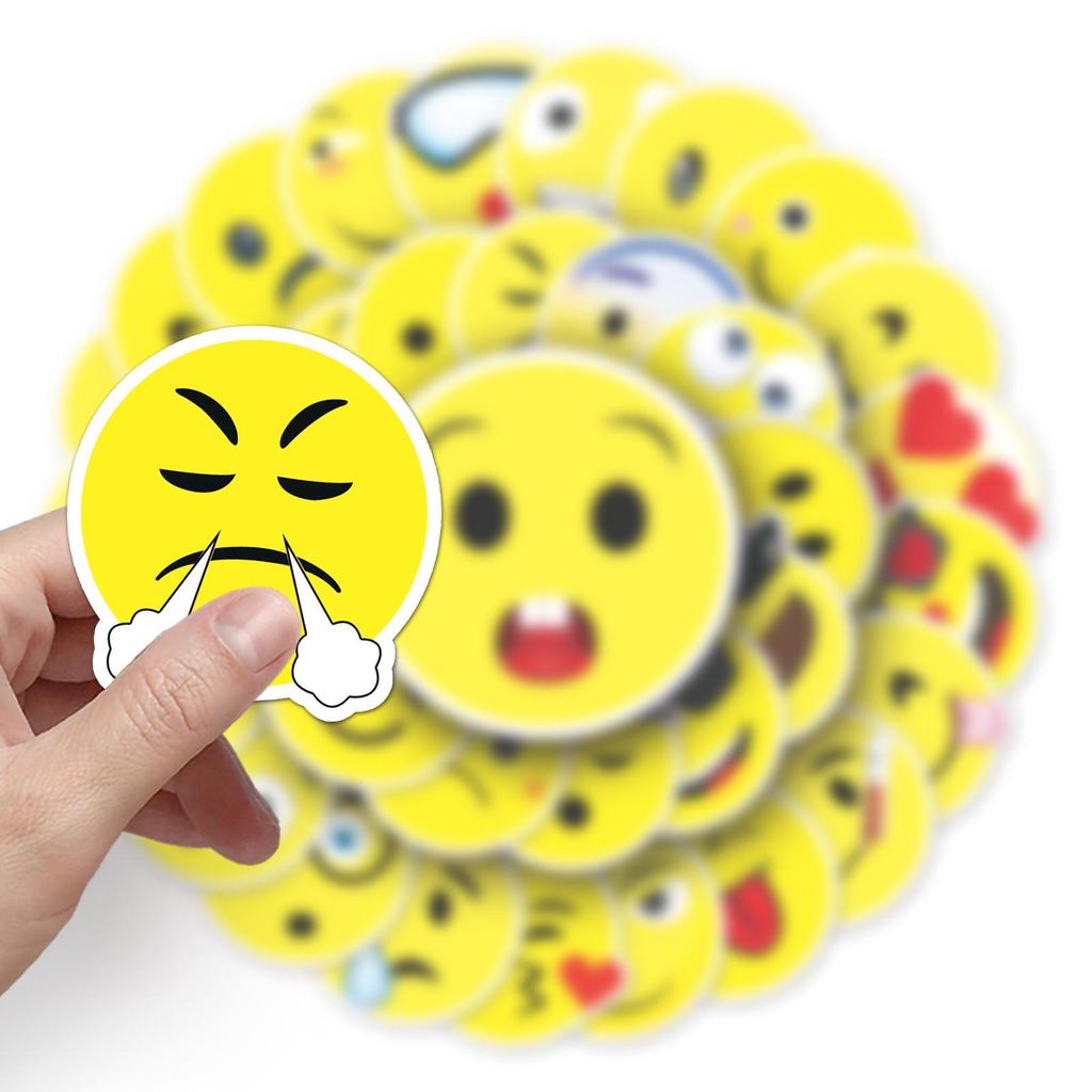 50 Smiley Face Stickers: Creative, Cute, Waterproof Decorations for Diaries, Luggage, and Cars