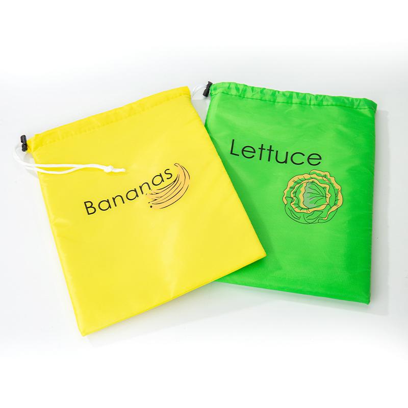 Banana-Themed Reusable Vegetable And Fruit Storage Bag - Lightweight, Washable Polyester Produce Pouch with Drawstring Closure
