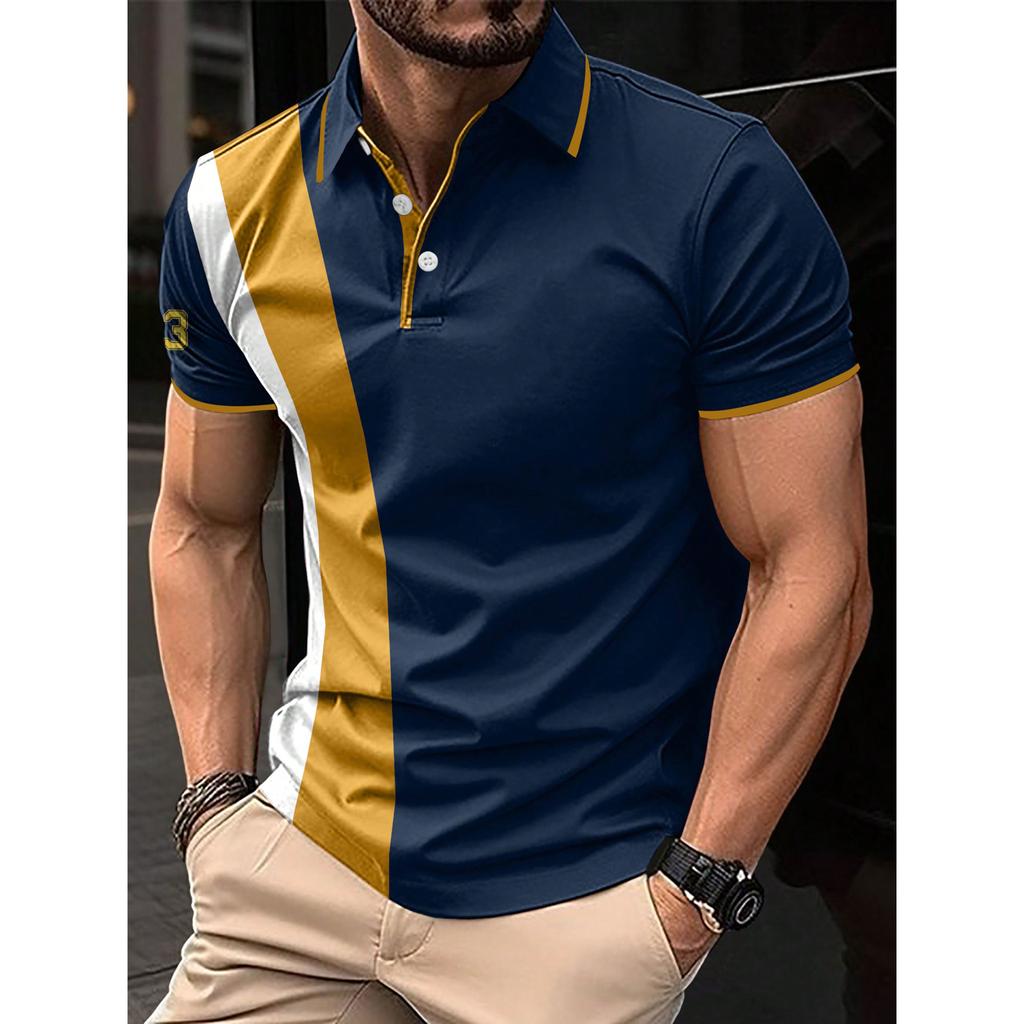 Stylish Men's Short Sleeve Polo Shirt, Casual Fashion Top for Daily Use