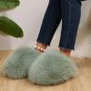 Cute Plush Slippers Winter New Round Toe Deep Mouth Soft Sole Non-slip Wrapped Toe Flats