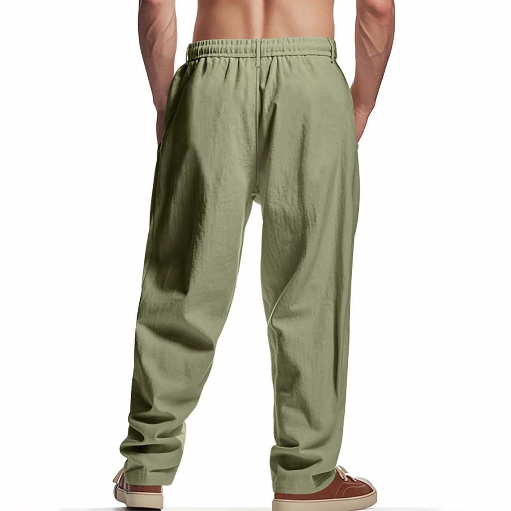Men's Loose Linen Casual Minimalist Trendy Wide Leg Beach Sports Pants