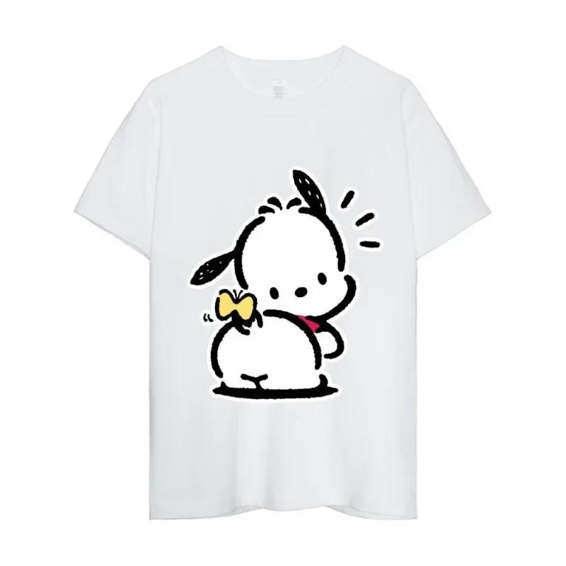 MINISO Pochacco Fashion Street Short Sleeve Tshirt Mens and Womens New Shortsleeved Collar Fashion Mens Pure Cotton