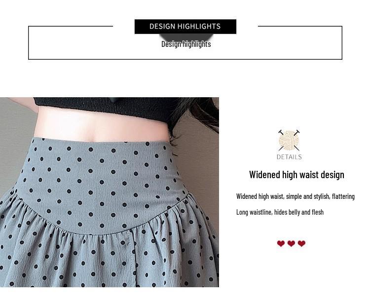 Women's Gray Polka Dot Ruffled Mini Skirt - High Waist, Fluffy, Slimming, Irregular Hem